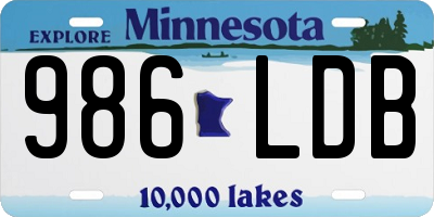 MN license plate 986LDB