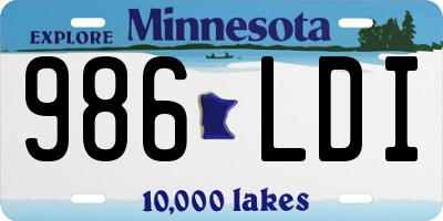 MN license plate 986LDI