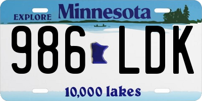 MN license plate 986LDK