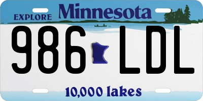 MN license plate 986LDL