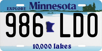 MN license plate 986LDO