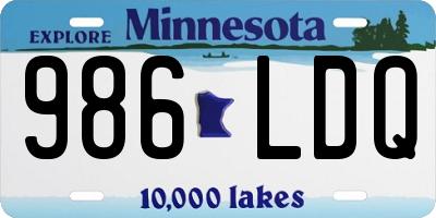 MN license plate 986LDQ