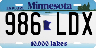 MN license plate 986LDX