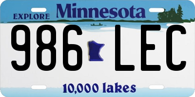 MN license plate 986LEC