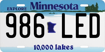 MN license plate 986LED