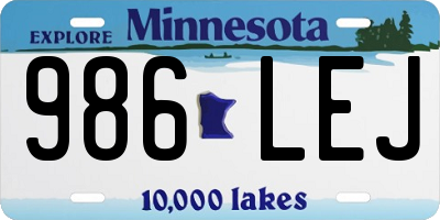MN license plate 986LEJ