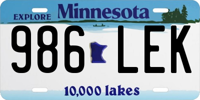 MN license plate 986LEK