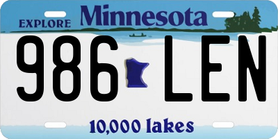 MN license plate 986LEN