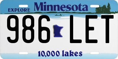 MN license plate 986LET