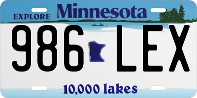 MN license plate 986LEX