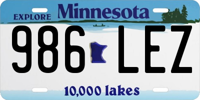 MN license plate 986LEZ