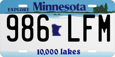 MN license plate 986LFM
