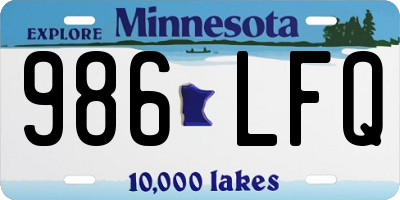 MN license plate 986LFQ