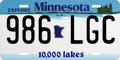 MN license plate 986LGC