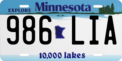 MN license plate 986LIA