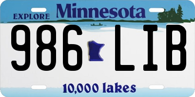 MN license plate 986LIB