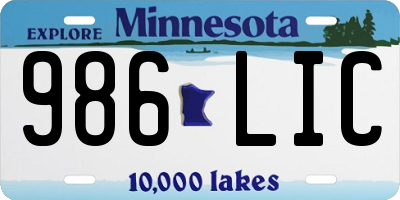 MN license plate 986LIC