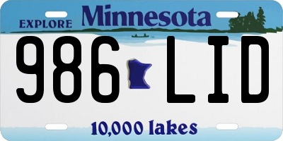 MN license plate 986LID