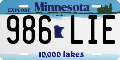 MN license plate 986LIE