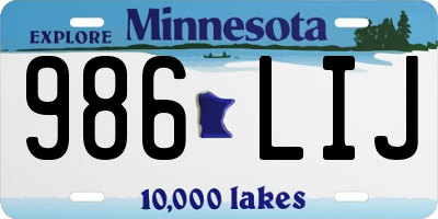 MN license plate 986LIJ