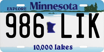 MN license plate 986LIK