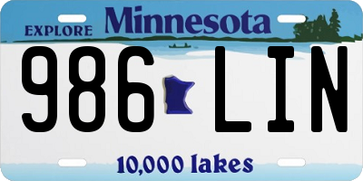 MN license plate 986LIN