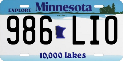 MN license plate 986LIO