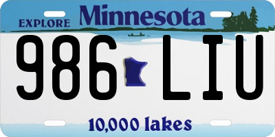 MN license plate 986LIU