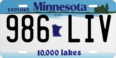MN license plate 986LIV