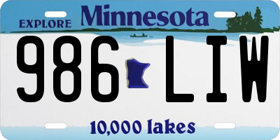 MN license plate 986LIW