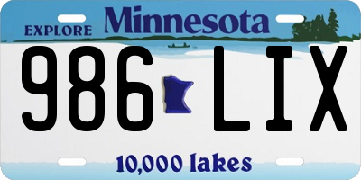 MN license plate 986LIX