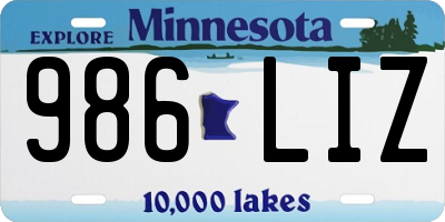 MN license plate 986LIZ
