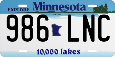 MN license plate 986LNC