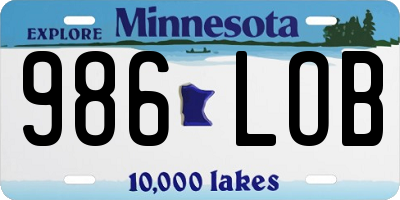 MN license plate 986LOB