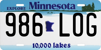 MN license plate 986LOG