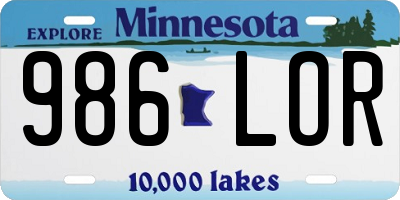 MN license plate 986LOR