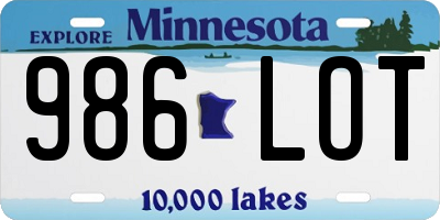 MN license plate 986LOT
