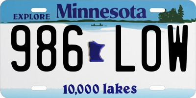 MN license plate 986LOW