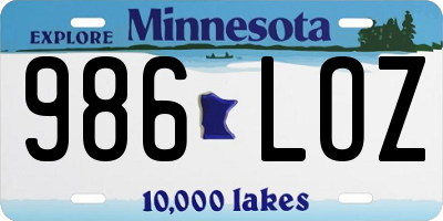 MN license plate 986LOZ