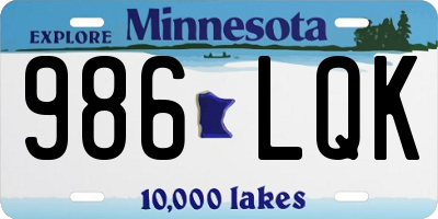 MN license plate 986LQK