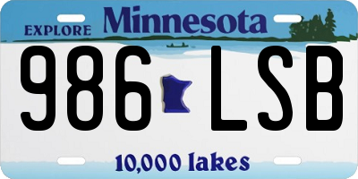 MN license plate 986LSB