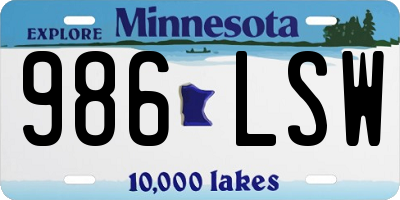 MN license plate 986LSW