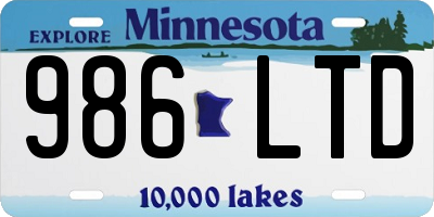 MN license plate 986LTD