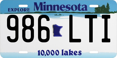 MN license plate 986LTI