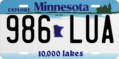 MN license plate 986LUA
