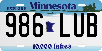 MN license plate 986LUB