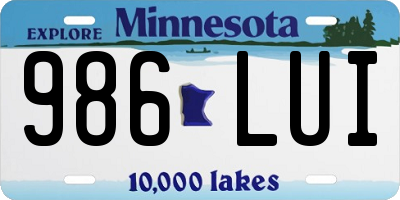 MN license plate 986LUI