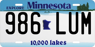 MN license plate 986LUM
