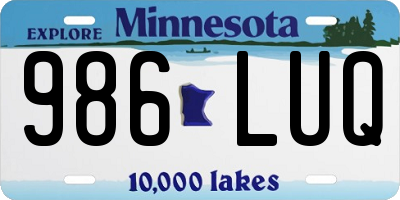 MN license plate 986LUQ
