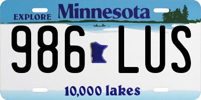 MN license plate 986LUS